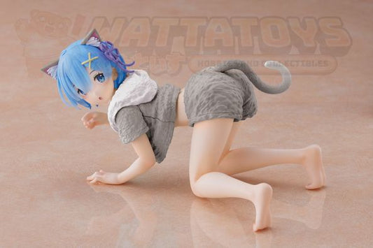 PREORDER - Taito - Re:Zero Starting Life in Another World Desktop Cute Figure - Rem (Cat Roomwear Ver.) Renewal Edition