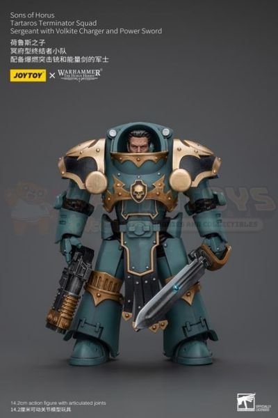 PREORDER - JOYTOY - 1/18 Scale - Sons Of Horus Tartaros Terminator Squad Sergeant With Volkite Charger And Power Sword