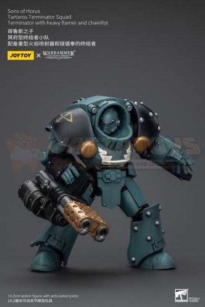 PREORDER - JOYTOY - 1/18 Scale - Sons Of Horus Tartaros Terminator Squad Terminator With Heavy Flamer And Chainfist