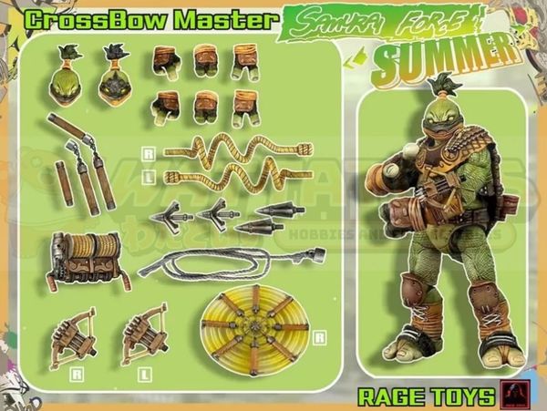 PREORDER - RAGE TOYS - TMNT - Michelangelo Samurai Force 3 Waves CrossBow Master Summer + Rave W3CK05