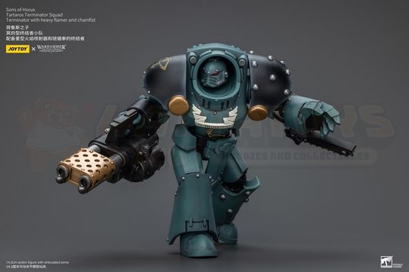 PREORDER - JOYTOY - 1/18 Scale - Sons Of Horus Tartaros Terminator Squad Terminator With Heavy Flamer And Chainfist