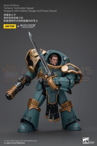 PREORDER - JOYTOY - 1/18 Scale - Sons Of Horus Tartaros Terminator Squad Sergeant With Volkite Charger And Power Sword