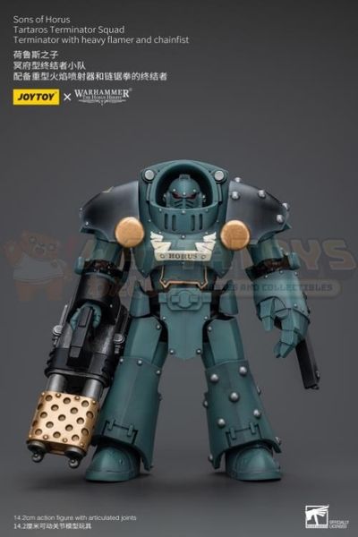 PREORDER - JOYTOY - 1/18 Scale - Sons Of Horus Tartaros Terminator Squad Terminator With Heavy Flamer And Chainfist