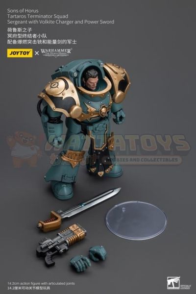 PREORDER - JOYTOY - 1/18 Scale - Sons Of Horus Tartaros Terminator Squad Sergeant With Volkite Charger And Power Sword