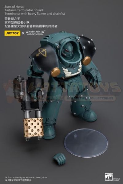 PREORDER - JOYTOY - 1/18 Scale - Sons Of Horus Tartaros Terminator Squad Terminator With Heavy Flamer And Chainfist