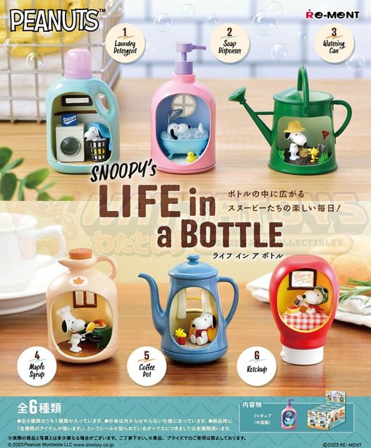 PREORDER - RE-MENT - BOX OF 6 - SNOOPY's LIFE in a BOTTLE