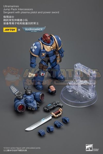 PREORDER - JOYTOY - WARHAMMER 40K - 1/18 Scale - Ultramarines Jump Pack Intercessors Sergeant With Plasma Pistol And Power Sword