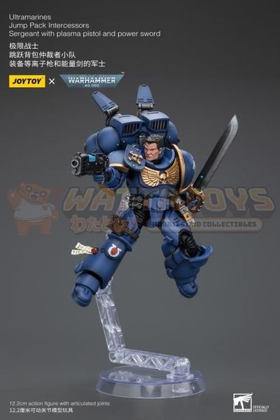 PREORDER - JOYTOY - WARHAMMER 40K - 1/18 Scale - Ultramarines Jump Pack Intercessors Sergeant With Plasma Pistol And Power Sword