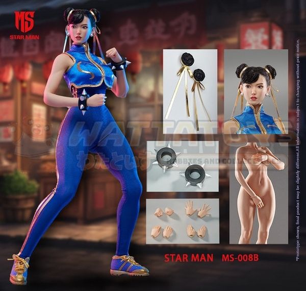 PREORDER - STAR MAN - 1/6 Scale - Female fighter Chun-li MS-008B Blue tight jumpsuit version