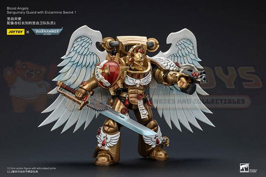 PREORDER - JOYTOY - WARHAMMER 40K - 1/18 Scale - Blood Angels Sanguinary Guard with Encarmine Sword 1