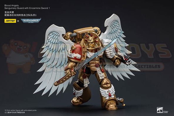 PREORDER - JOYTOY - WARHAMMER 40K - 1/18 Scale - Blood Angels Sanguinary Guard with Encarmine Sword 1