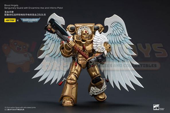 PREORDER - JOYTOY - WARHAMMER 40K - 1/18 Scale - Blood Angels Sanguinary Guard with Encarmine Axe and Inferno Pistol