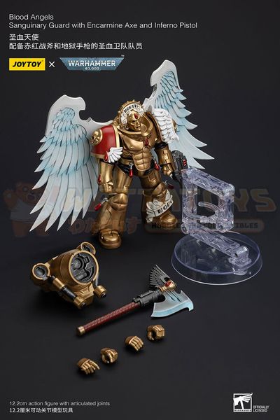 PREORDER - JOYTOY - WARHAMMER 40K - 1/18 Scale - Blood Angels Sanguinary Guard with Encarmine Axe and Inferno Pistol