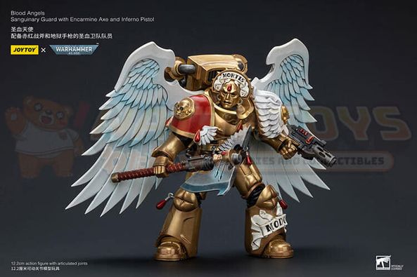 PREORDER - JOYTOY - WARHAMMER 40K - 1/18 Scale - Blood Angels Sanguinary Guard with Encarmine Axe and Inferno Pistol