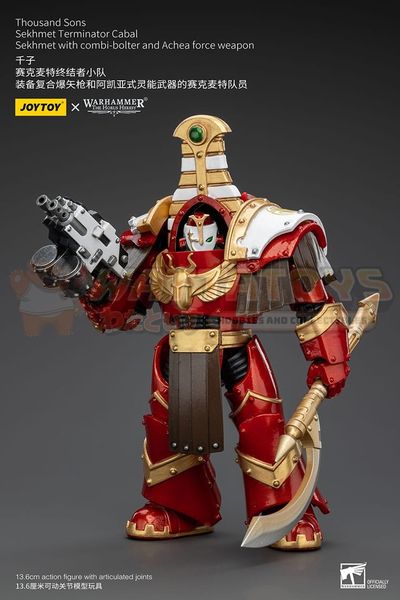 PREORDER - JOYTOY - WARHAMMER 40K - 1/18 Scale - Thousand Sons Sekhmet Terminator Cabal Sekhmet With Combi-Bolter And Achea Force Weapon