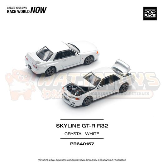 PREORDER - Tiny - POPRACE 1/64 NISSAN SKYLINE GT-R R32 - CRYSTAL WHITE