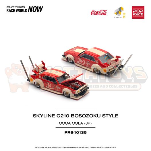 PREORDER - Tiny - POPRACE 1/64 SKYLINE C210 KAIDO RACER (BOSOZOKU STYLE) - COCA COLA JP