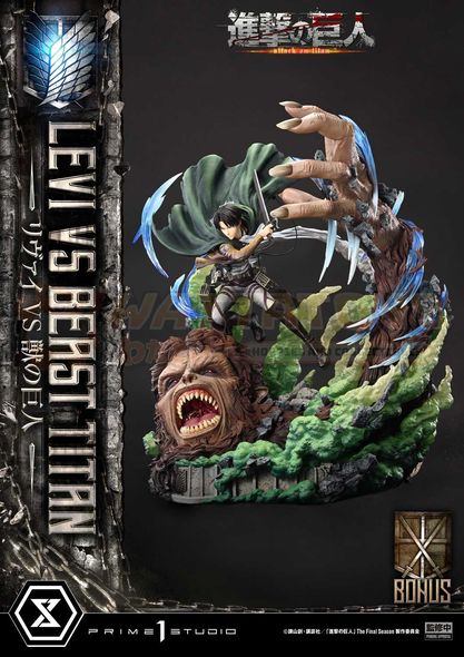 PREORDER - Prime 1 Studios - Attack On Titan - Ultimate Premium Masterline TV animation Levi versus Beast Titan Bonus Version