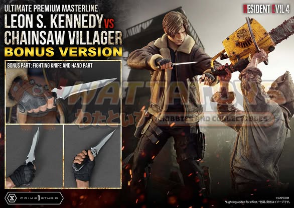 PRE-ORDER - PRIME1 STUDIOS - Resident Evil 4 - Ultimate Premium Masterline Resident Evil 4 Leon S. Kennedy versus Chainsaw Villager Bonus Version