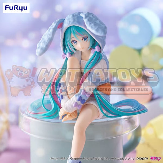 PRE-ORDER - FURYU - Hatsune Miku Noodle Stopper Figure -Rabbit Ear Hood Pajama Blue Color ver.-