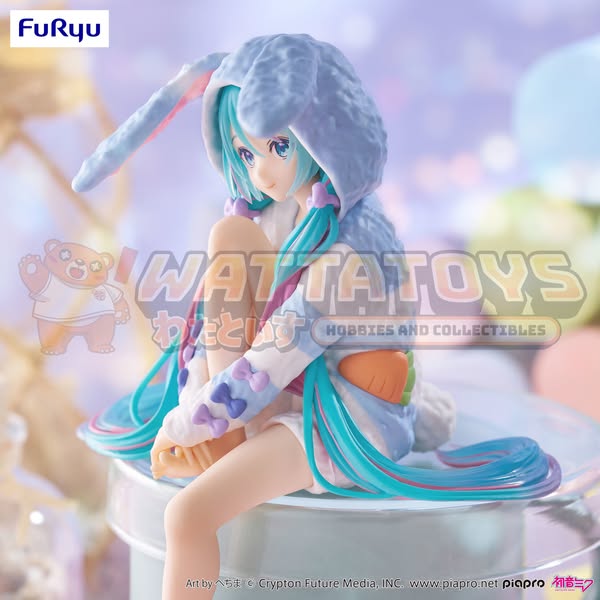 PRE-ORDER - FURYU - Hatsune Miku Noodle Stopper Figure -Rabbit Ear Hood Pajama Blue Color ver.-