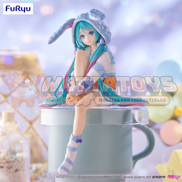 PRE-ORDER - FURYU - Hatsune Miku Noodle Stopper Figure -Rabbit Ear Hood Pajama Blue Color ver.-