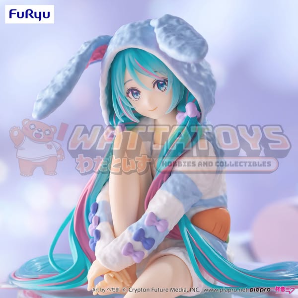 PRE-ORDER - FURYU - Hatsune Miku Noodle Stopper Figure -Rabbit Ear Hood Pajama Blue Color ver.-