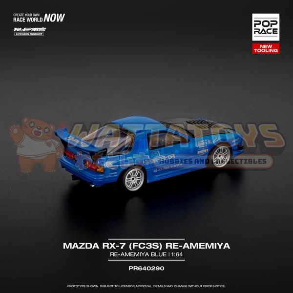 [PRE-ORDER] TINY - POPRACE 1/64 MAZDA RX7 (FC3S) RE-AMEMIYA RE-AMEMIYA BLUE (Opening Front Hood | Detailed Engine)