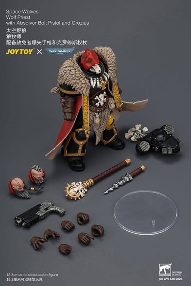 [PRE-ORDER] JoyToy Space Wolves Wolf Priest with Absolvor Bolt Pistol and Crozius