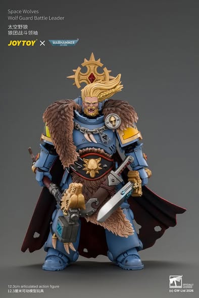 [PRE-ORDER] Joytoy Space Wolves Wolf Guard Battle Leader with Master-crafted Power Weapon, Storm Shield, Thunder Hammer,Master-crafted Heavy Bolt Pistol, and Plasma Pistol