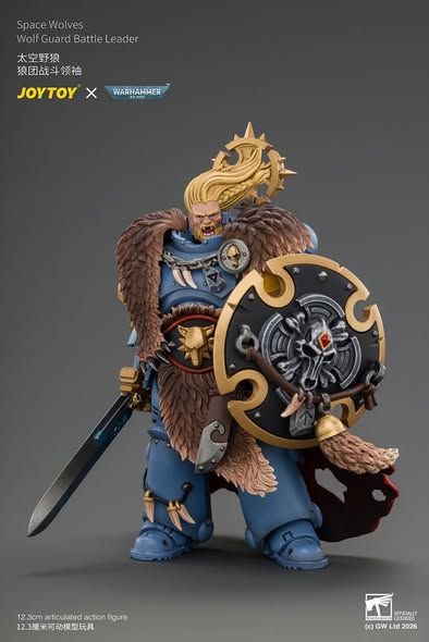 [PRE-ORDER] Joytoy Space Wolves Wolf Guard Battle Leader with Master-crafted Power Weapon, Storm Shield, Thunder Hammer,Master-crafted Heavy Bolt Pistol, and Plasma Pistol
