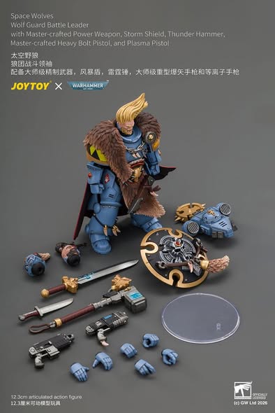 [PRE-ORDER] Joytoy Space Wolves Wolf Guard Battle Leader with Master-crafted Power Weapon, Storm Shield, Thunder Hammer,Master-crafted Heavy Bolt Pistol, and Plasma Pistol