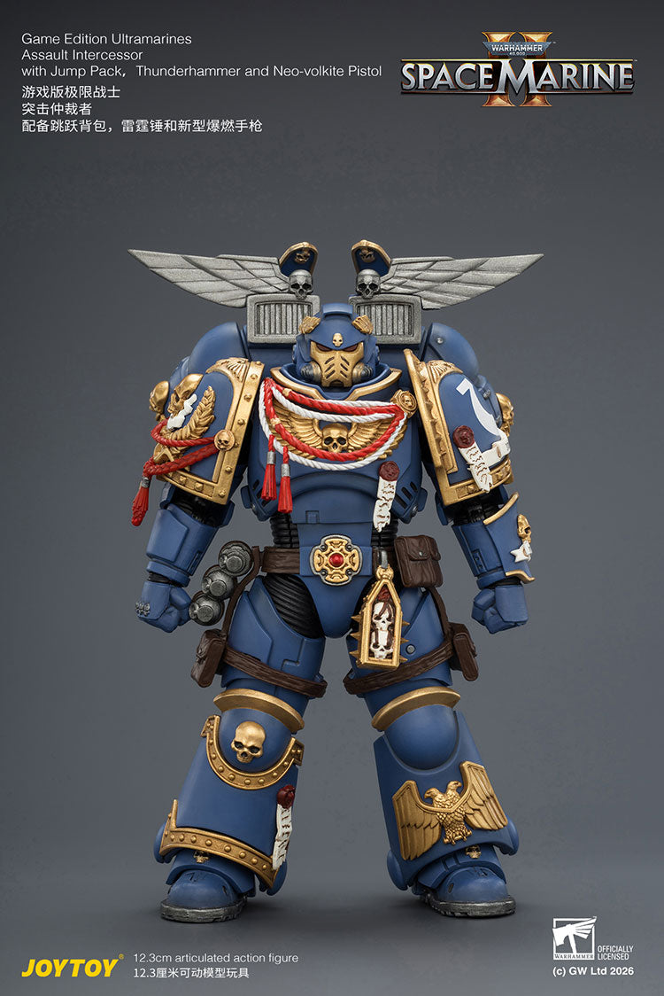 [PRE-ORDER] JoyToy Game Edition Ultramarines Assault Intercessor  with Jump Pack, Thunderhammer and Neo-volkite Pistol