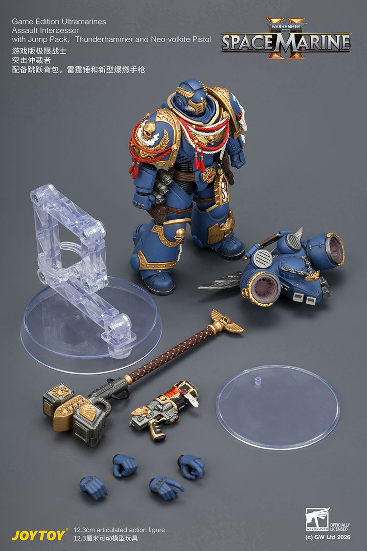 [PRE-ORDER] JoyToy Game Edition Ultramarines Assault Intercessor  with Jump Pack, Thunderhammer and Neo-volkite Pistol