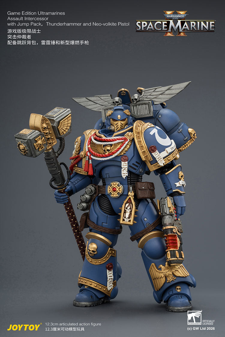 [PRE-ORDER] JoyToy Game Edition Ultramarines Assault Intercessor  with Jump Pack, Thunderhammer and Neo-volkite Pistol