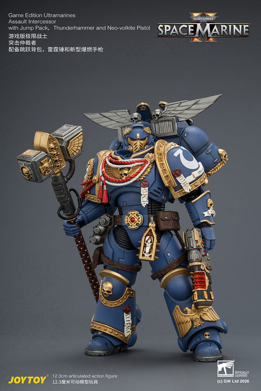 [PRE-ORDER] JoyToy Game Edition Ultramarines Assault Intercessor  with Jump Pack, Thunderhammer and Neo-volkite Pistol