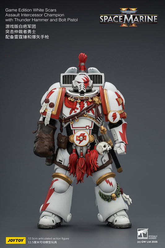 [PRE-ORDER] JoyToy Game Edition White Scars Assault Intercessor Champion with Thunder Hammer and Bolt Pistol