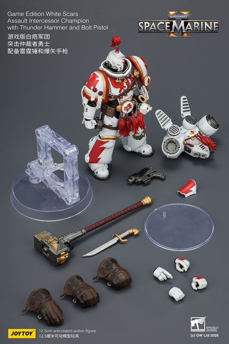 [PRE-ORDER] JoyToy Game Edition White Scars Assault Intercessor Champion with Thunder Hammer and Bolt Pistol