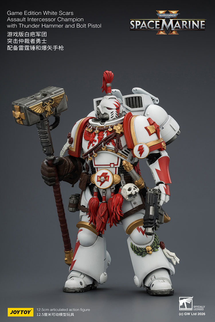 [PRE-ORDER] JoyToy Game Edition White Scars Assault Intercessor Champion with Thunder Hammer and Bolt Pistol
