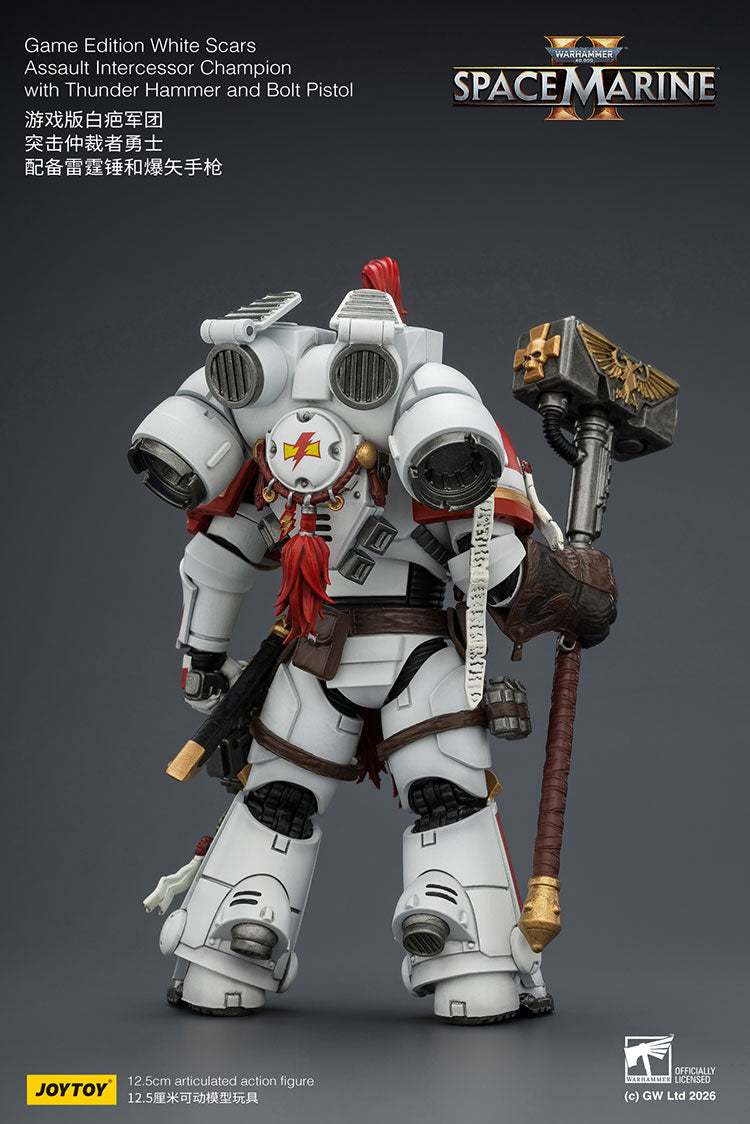 [PRE-ORDER] JoyToy Game Edition White Scars Assault Intercessor Champion with Thunder Hammer and Bolt Pistol