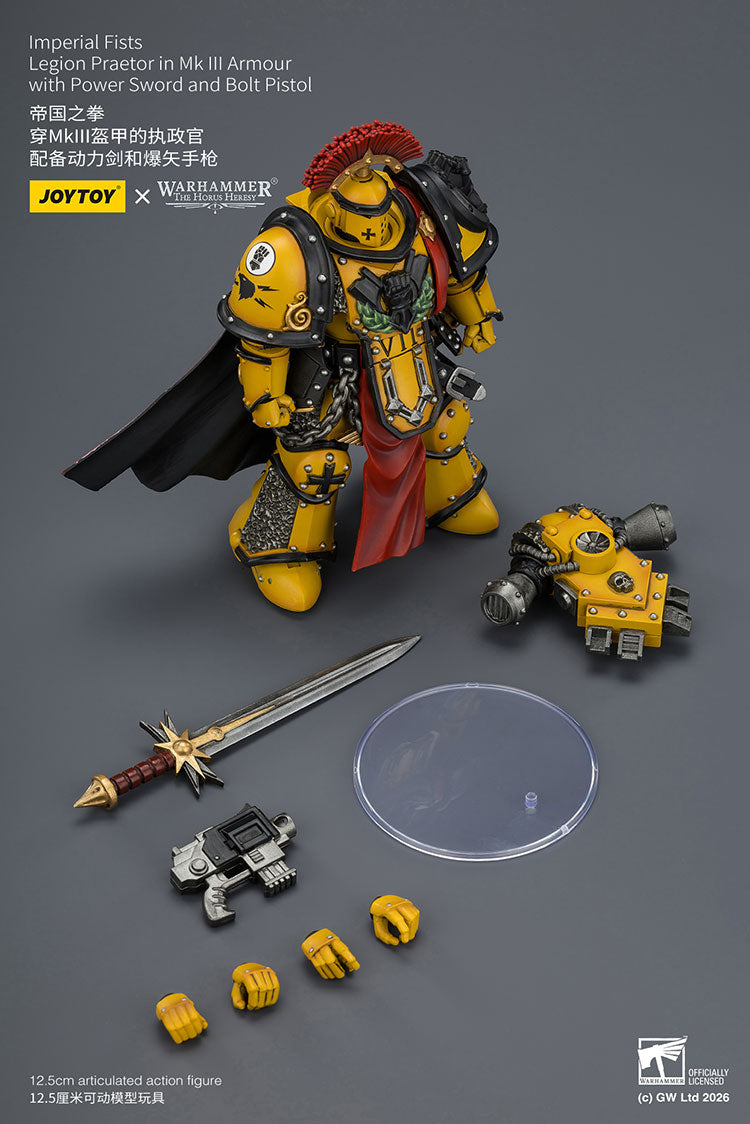 [PRE-ORDER] JoyToy Imperial Fists Legion Praetor in Mk III Armour with Power Sword and Bolt Pistol