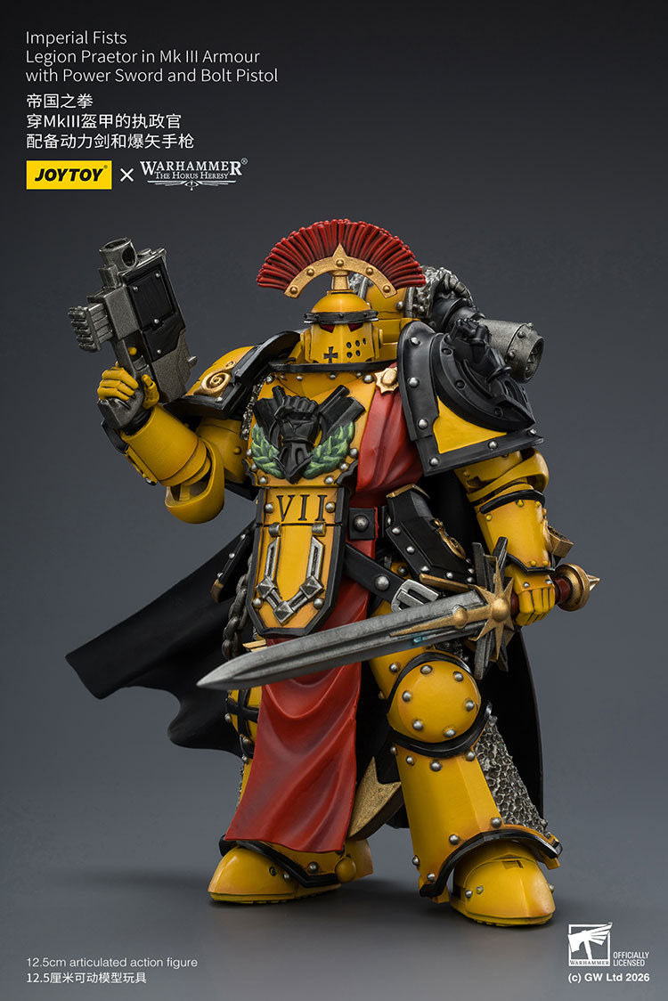 [PRE-ORDER] JoyToy Imperial Fists Legion Praetor in Mk III Armour with Power Sword and Bolt Pistol
