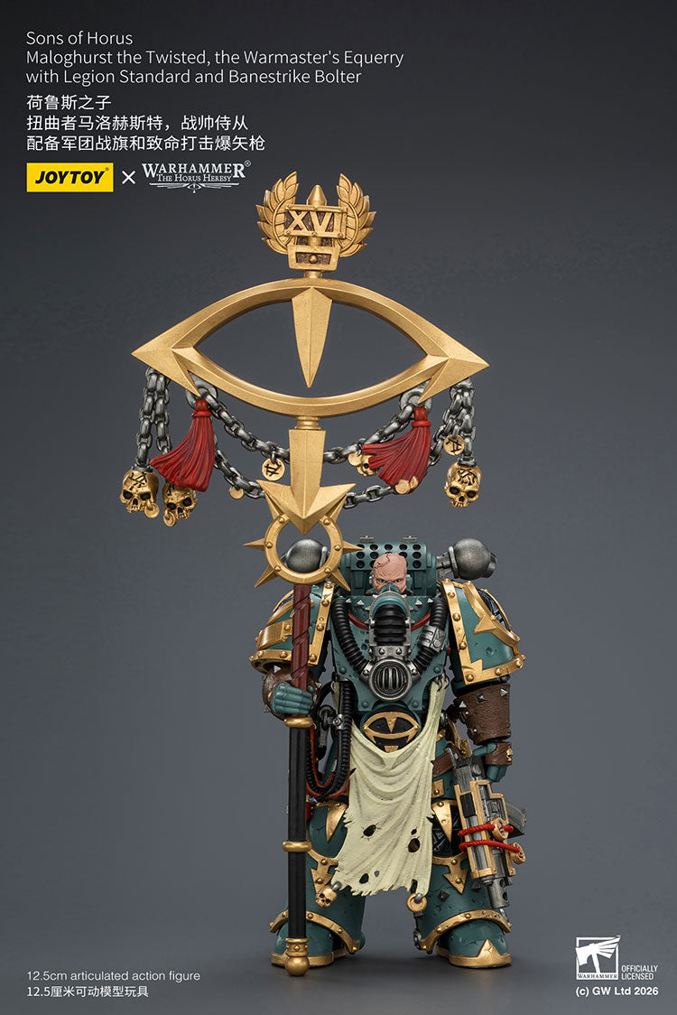 [PRE-ORDER] JoyToy Sons of Horus Maloghurst the Twisted, the Warmaster's Equerry with Legion Standard and Banestrike Bolter