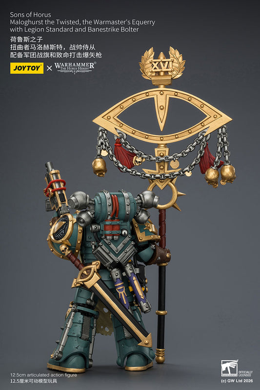 [PRE-ORDER] JoyToy Sons of Horus Maloghurst the Twisted, the Warmaster's Equerry with Legion Standard and Banestrike Bolter