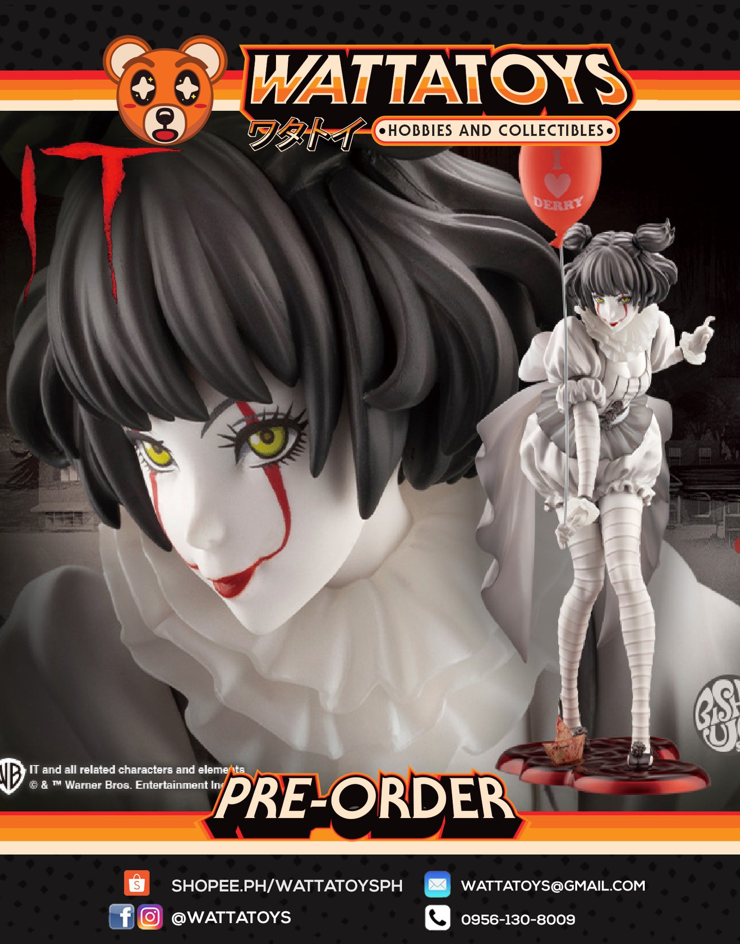 PRE ORDER 1/7 IT (2017) PENNYWISE MONOCHROME Ver. BISHOUJO STATUE