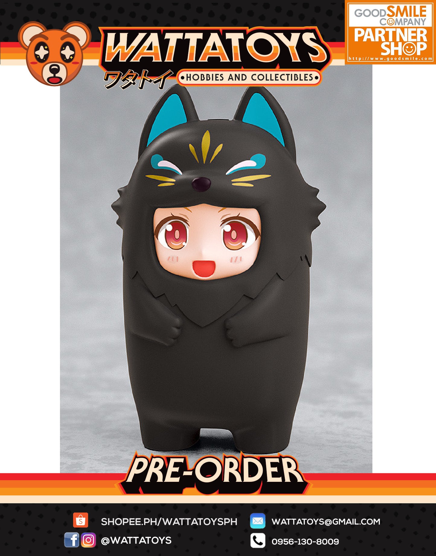 PRE ORDER Nendoroid More Kigurumi Face Parts Case (White/Black Kitsune)