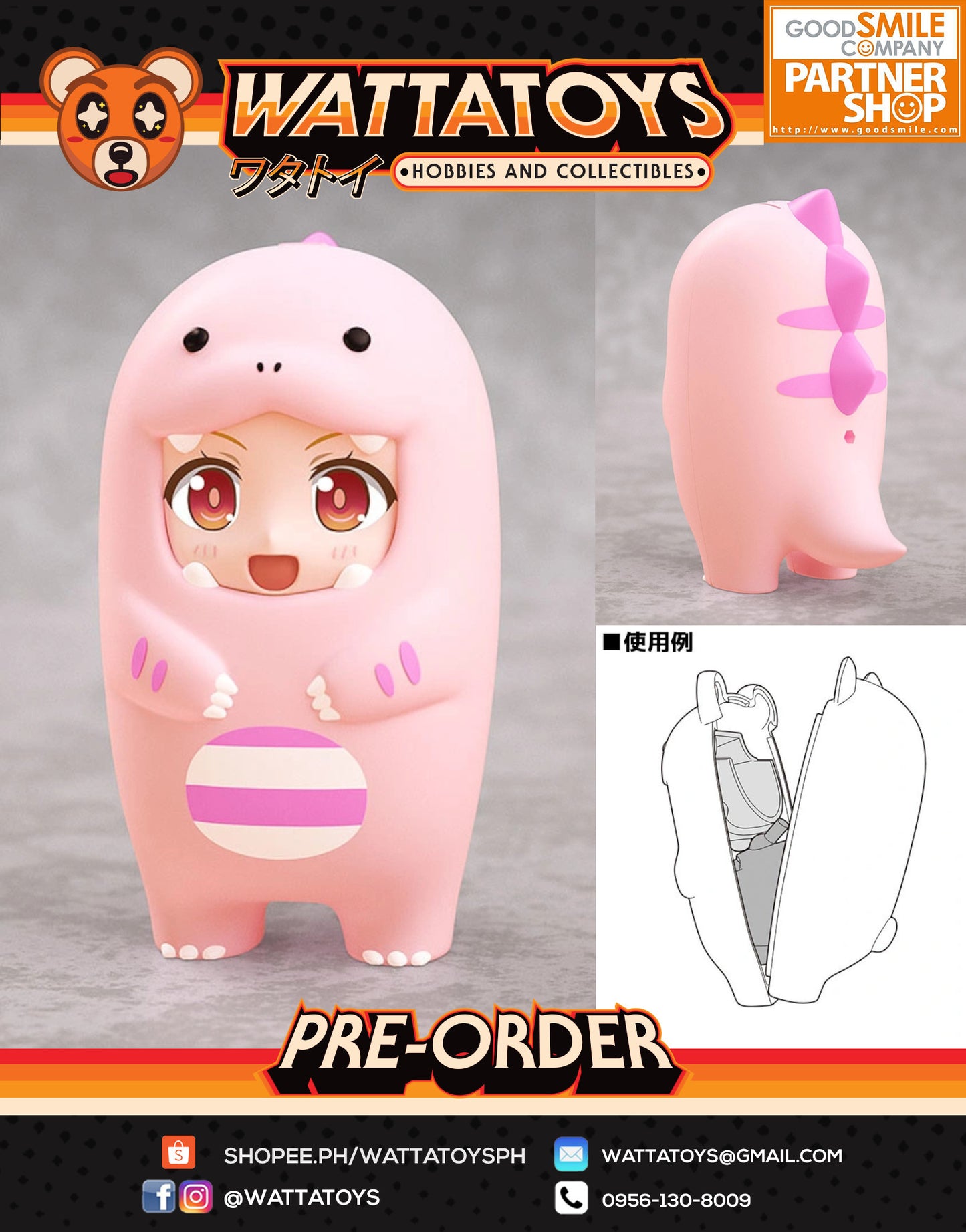 PRE ORDER Nendoroid More: Face Parts Case (Pink Dinosaur)