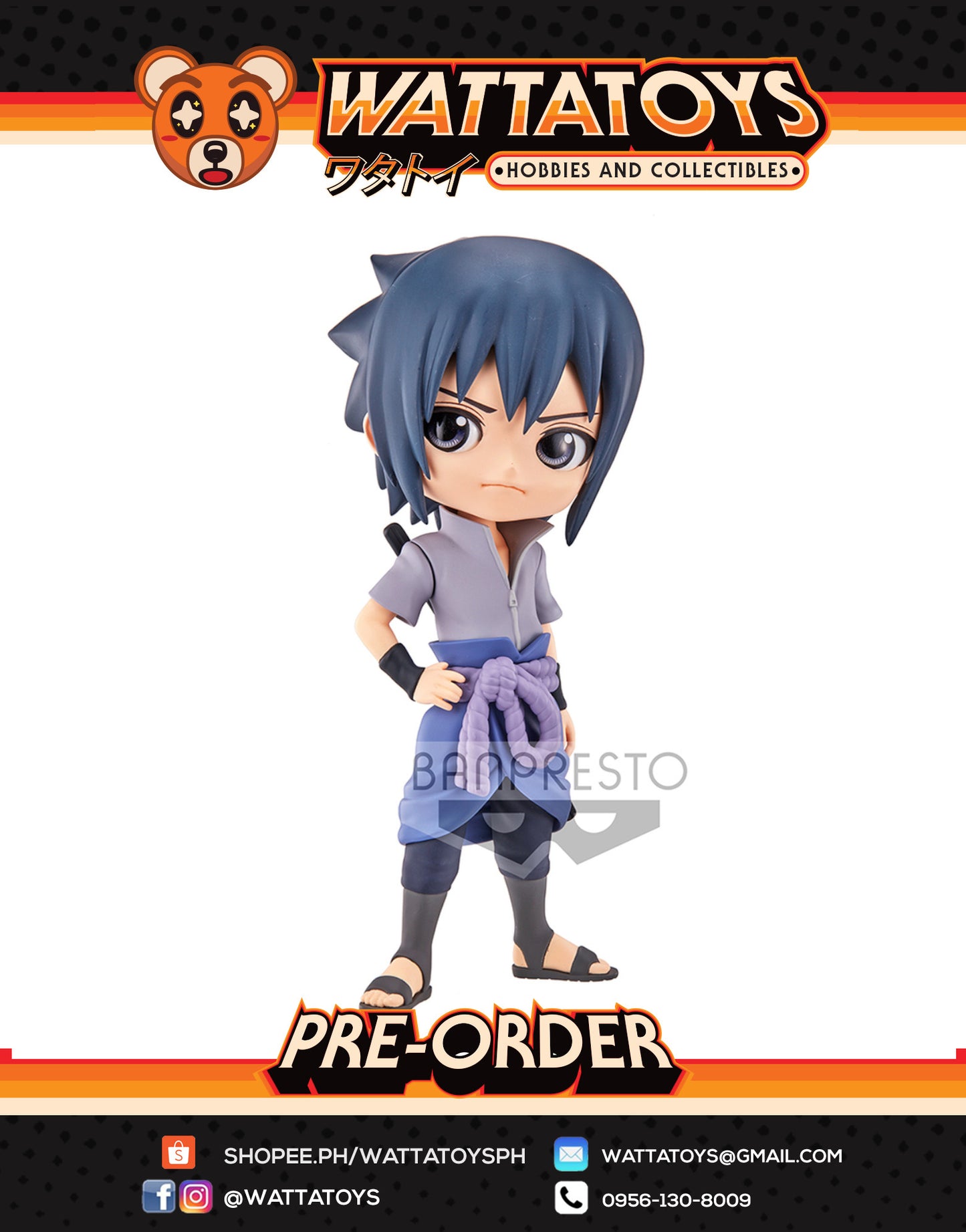 PRE ORDER Q POSKET NARUTO SHIPPUDEN - UCHIHA SASUKE